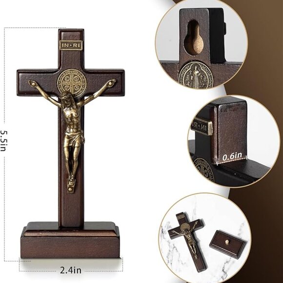 Wood Jesus Christ Wall Hanging Cross Crucifix for Table or Wall Home Decoration - Picture 5 of 6